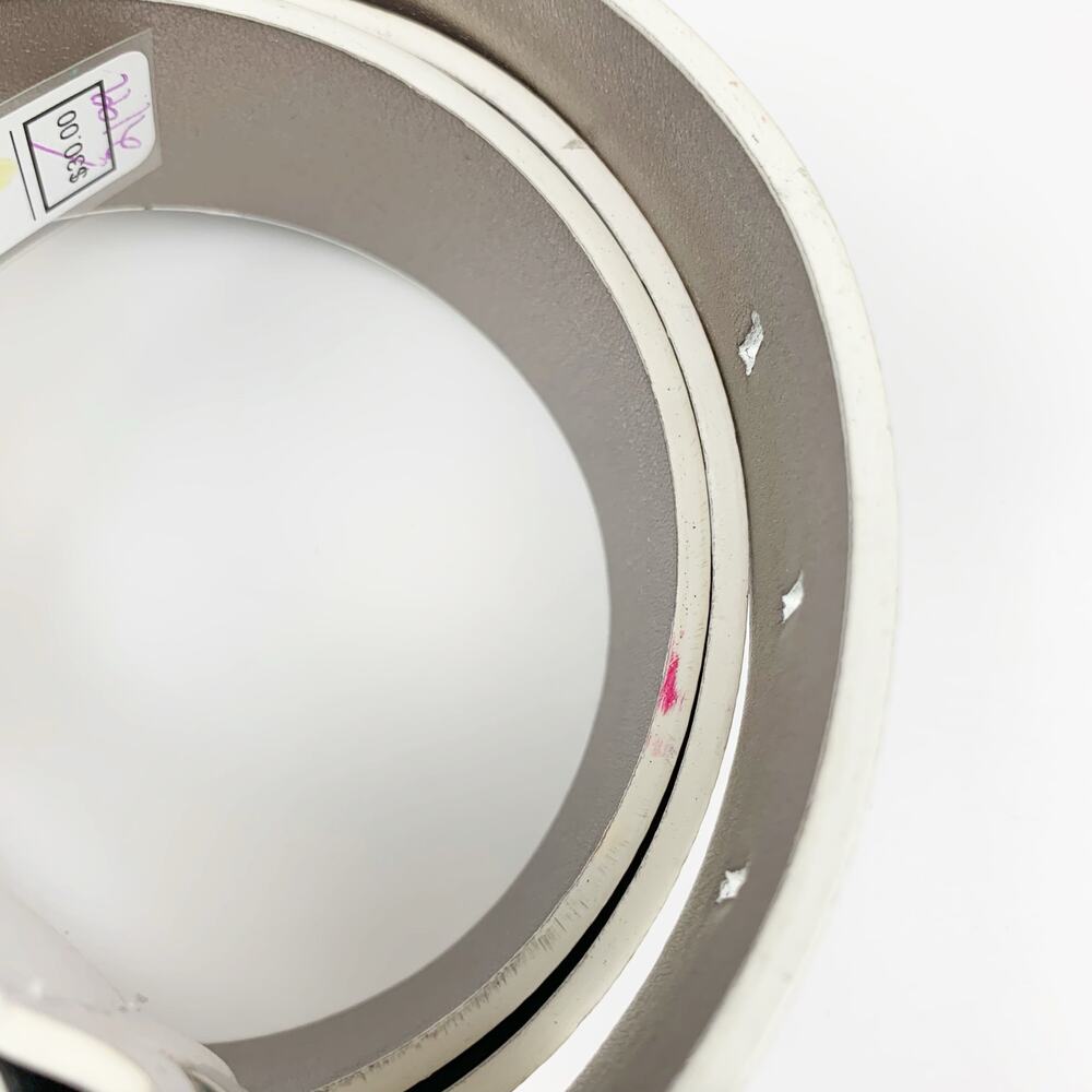 Calvin Klein Jeans White Faux Leather Belt Square Silver Color Buckle Women's L - Picture 9 of 9